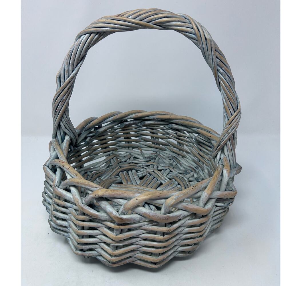 Woven Basket Blue and‎ White with Handle